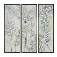Set of Three 59" x 20" Banana Leaves Framed Canvas