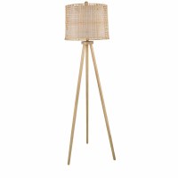 65" Natural Wood and Wicker Shade Floor Lamp