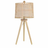 31" Natural Wood Tripod and Wicker Shade Table Lamp