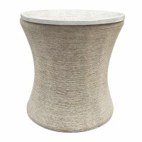 20" Round White Wash Wood Top and Jute Base End Table