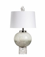 34" Gray Glass and Silver Coral Table Lamp