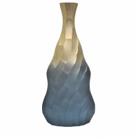 19" Gold and Blue Metal Vase