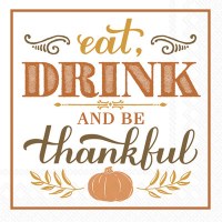 "Eat, Drink, and Be Thankful" Beverage Napkin Fall and Thanksgiving