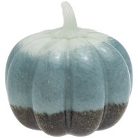 8" Blue Ombre Glass Pumpkin Fall and Thanksgiving Decoration