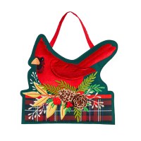 19" Plaid Cardinal Door Hanger