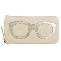 8" Bone and Light Gold Eyeglass Case