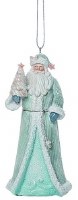 4" Blue Santa Holding a Shell Tree Ornament