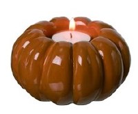 3" Light Orange Ceramic Pumpkin Tea Light Fall and Thanksgiving Decoration