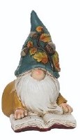 3" Fall Polyresin Gnome Sitting With a Book