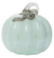 7" White Irid Glass Pumpkin Fall and Thanksgiving Decoration