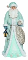 12" Blue Polyresin Santa Holding a Sack and Shells