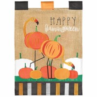 18" x 13" Mini "Happy Flamingoween" Garden Flag Halloween Decoration