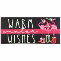 10" x 22" "Warm Winter Wishes" Christmas Flamingos Doormat Insert