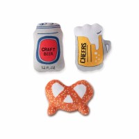 Set of Three Beer Can, Beer Mug, and a Pretzel Dog Toys