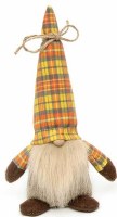7" Yellow Plaid Hat Gnome Halloween Decoration