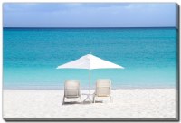 38" x 60" Two Chairs Under an Umbrella Beach Canvas