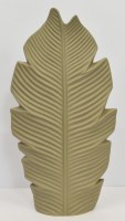 20" Taupe Banana Leaf Ceramic Vase