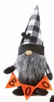 10" Plaid Hat "Boo" Gnome Halloween Decoration