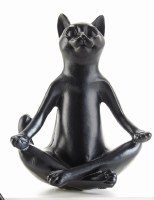 5" Black Cat in a Lotus Yoga Pose