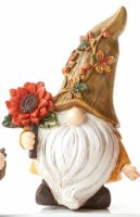 6" Polyresin Fall Gnome Holding a Flower