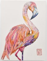 24" x 18" Colorful Coastal Flamingo Canvas
