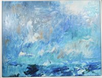 45" x 59" Blue Horizon on a Canvas in a White Frame