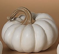 8" White Polyresin Pumpkin  Fall and Thanksgiving Decoration