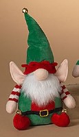 7" Stripe Sleeve Green and Red Plush Gnome