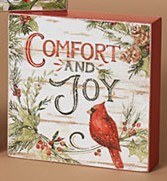 4" Sq "Comfort and Joy" Cardinal Plaque