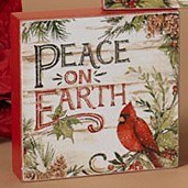 4" Sq "Peace on Earth" Cardinal Plaque
