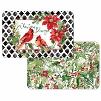 11" x 17" Cardinal and Christmas Greens Reversible Placemat