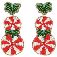 Christmas Peppermint Candy Beaded Earrings