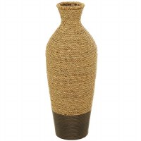 28" Natural and Brown Seagrass Vase