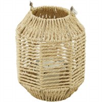 9" Natural Rope Metal Lantern