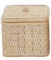 5" Sq Whitewash Wicker Box