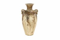 29" Beige Two Ring Handles Ceramic Vase