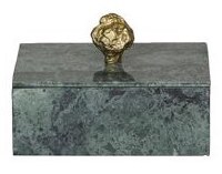7" x 5" Green Marble and Gold Knob Box