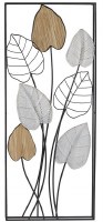 36" x 16" Three Silver Leafs and Two Gold Leafs Metal Wall Plaque