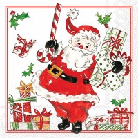 Holly and Santa Beverage Napkins