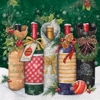 Christmas Wine Bottles Beverage Napkins