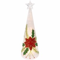 11" LED Glass Pointsetta Tree