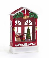 10" LED Red House Shaped Glitter Lantern