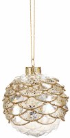 3" Gold and Clear Scale Pattern Ball Ornament