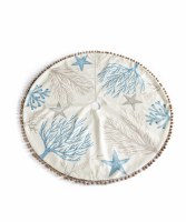 48" Round Blue and Taupe Coral and Starfish Pattern Tree Skirt
