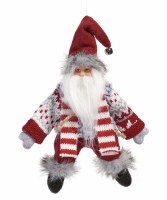 10" Red and White Santa Ornament