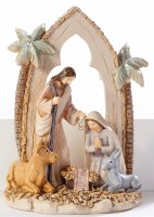 5" Multipastel Polyresin Nativity With a Cow