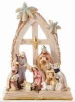 5" Multipastel Polyresin Nativity With a Sheep