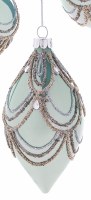 4" Aqua and Silver Glass Diamond Shaped Ornament