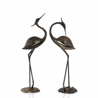 Set of Two 32" Bronze Garden Herons