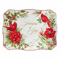 12" x 16" Rectangle Season of Joy Cardinal Platter